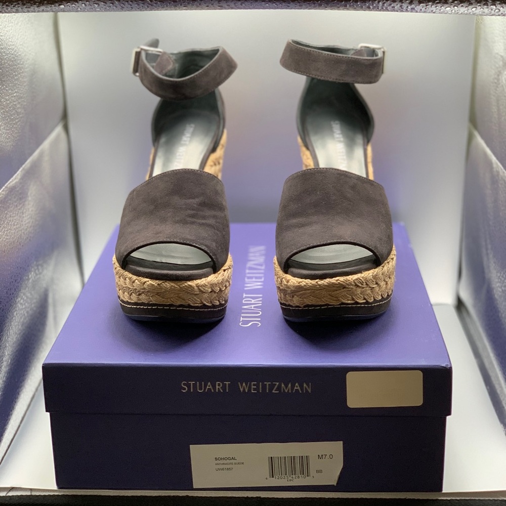 Like New Black Suede Stuart Weitzman Soho Gal Wedge, Size 7